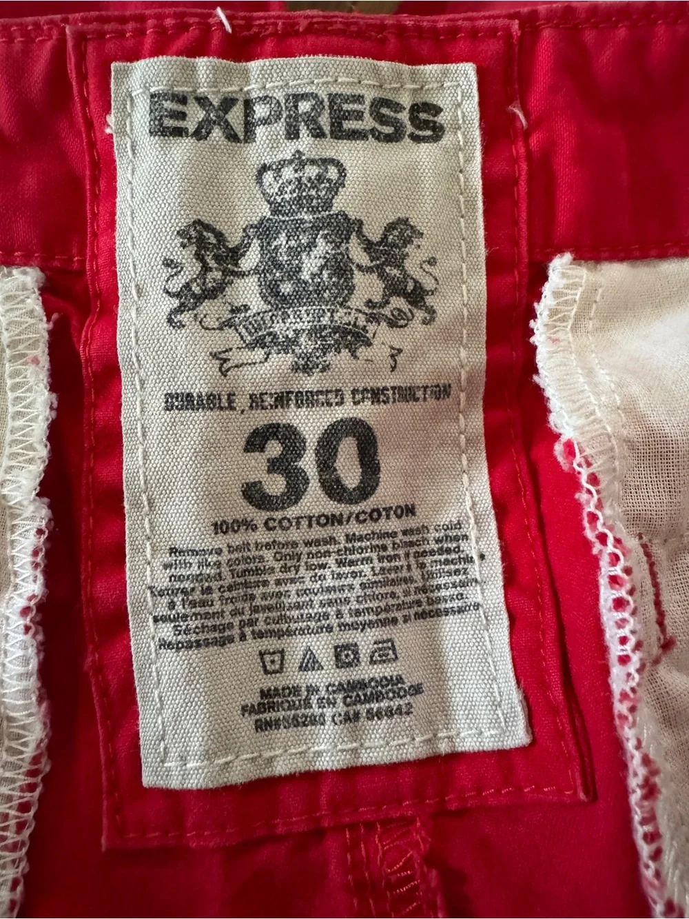 Express Men’s Vibrant Red Flat Front Shorts